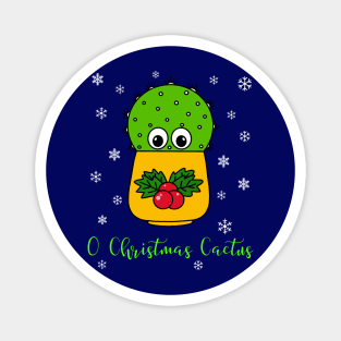 O Christmas Cactus - Cute Cactus In Christmas Holly Pot Magnet